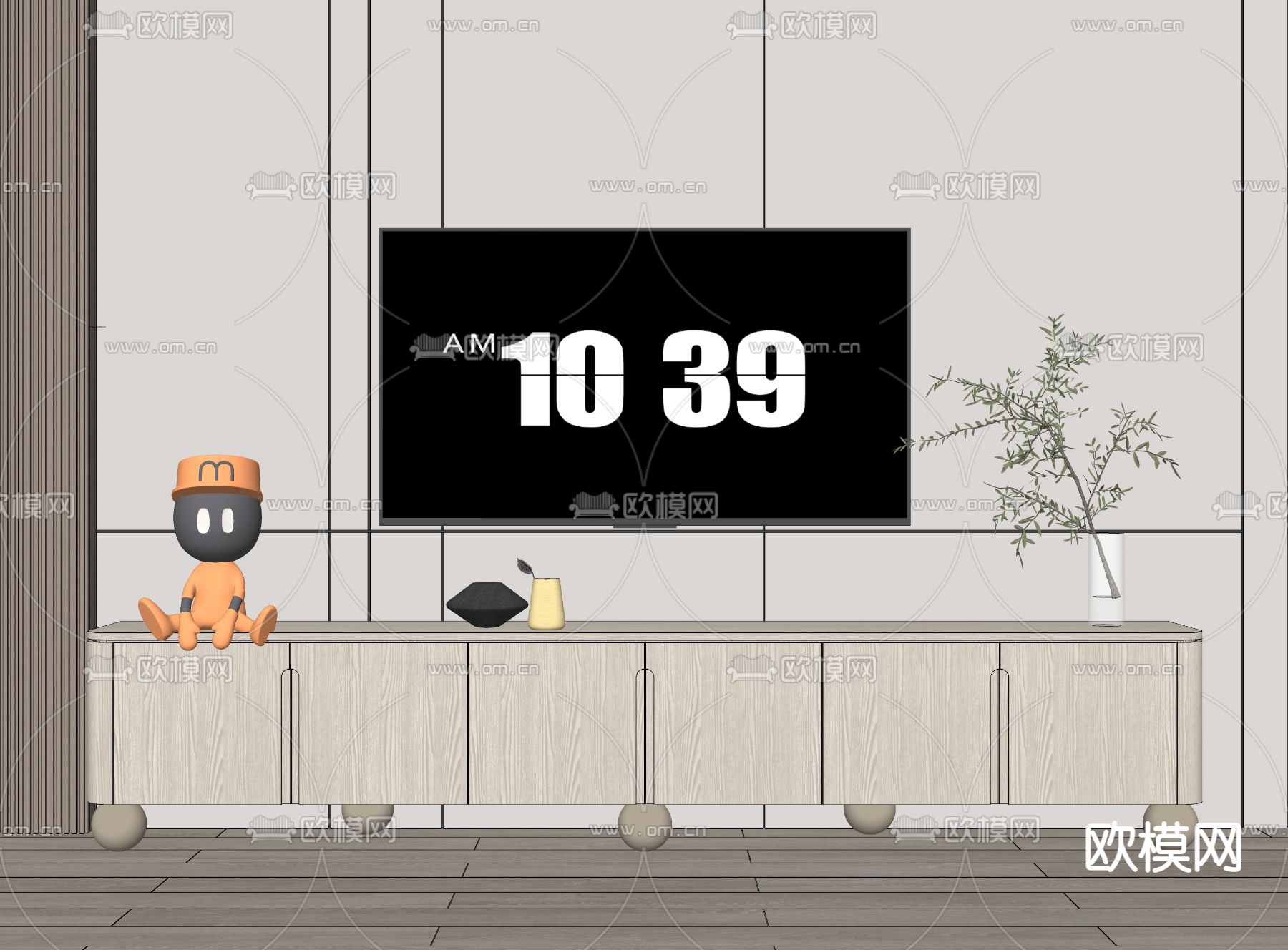 现代电视柜su模型