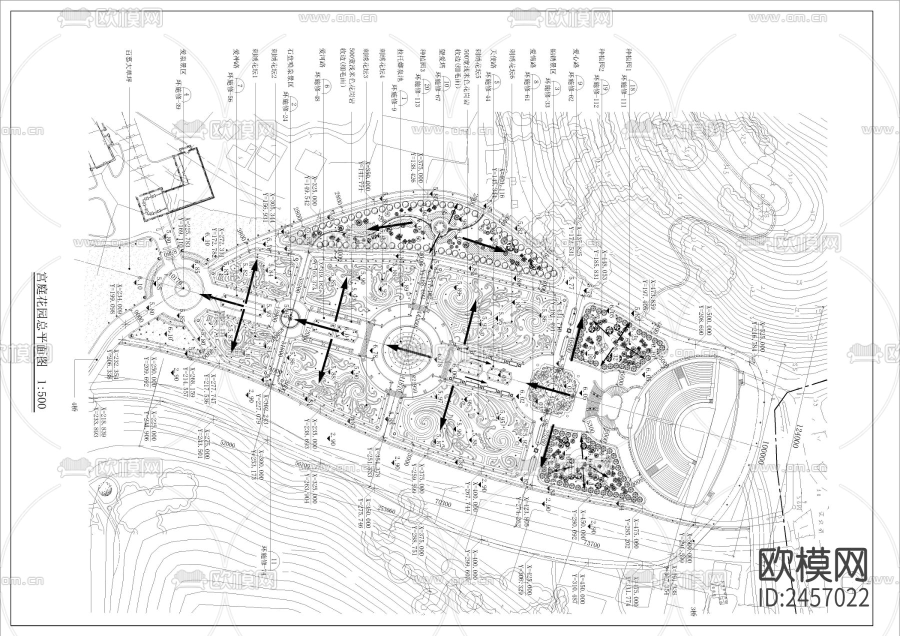 宫廷花园景观cad平面图下载（渲染图2）