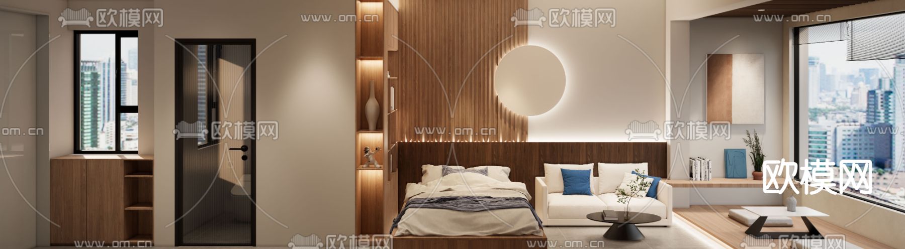 现代单身公寓su模型下载（渲染图1）