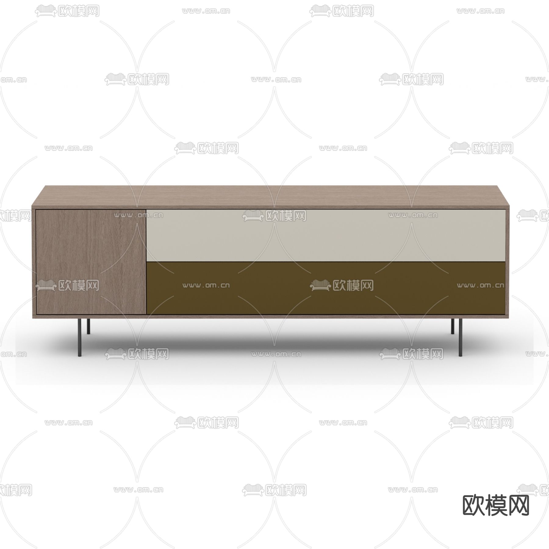 现代极简实木电视柜免费3d模型下载