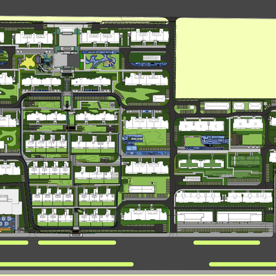  新中式住宅楼鸟瞰su模型 