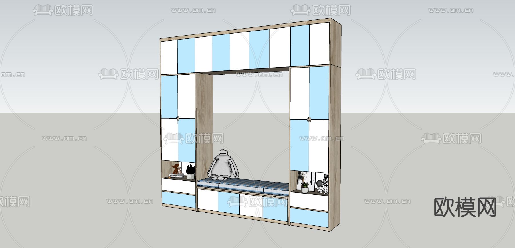 儿童衣柜su模型下载（渲染图2）