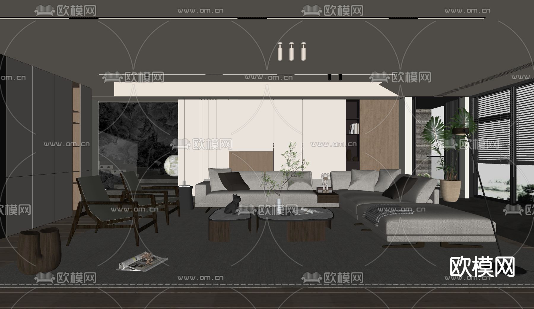 Poliform 客厅su模型下载（渲染图3）