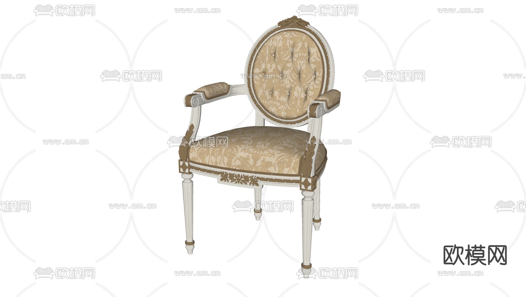 欧式古典单椅su模型下载（渲染图2）