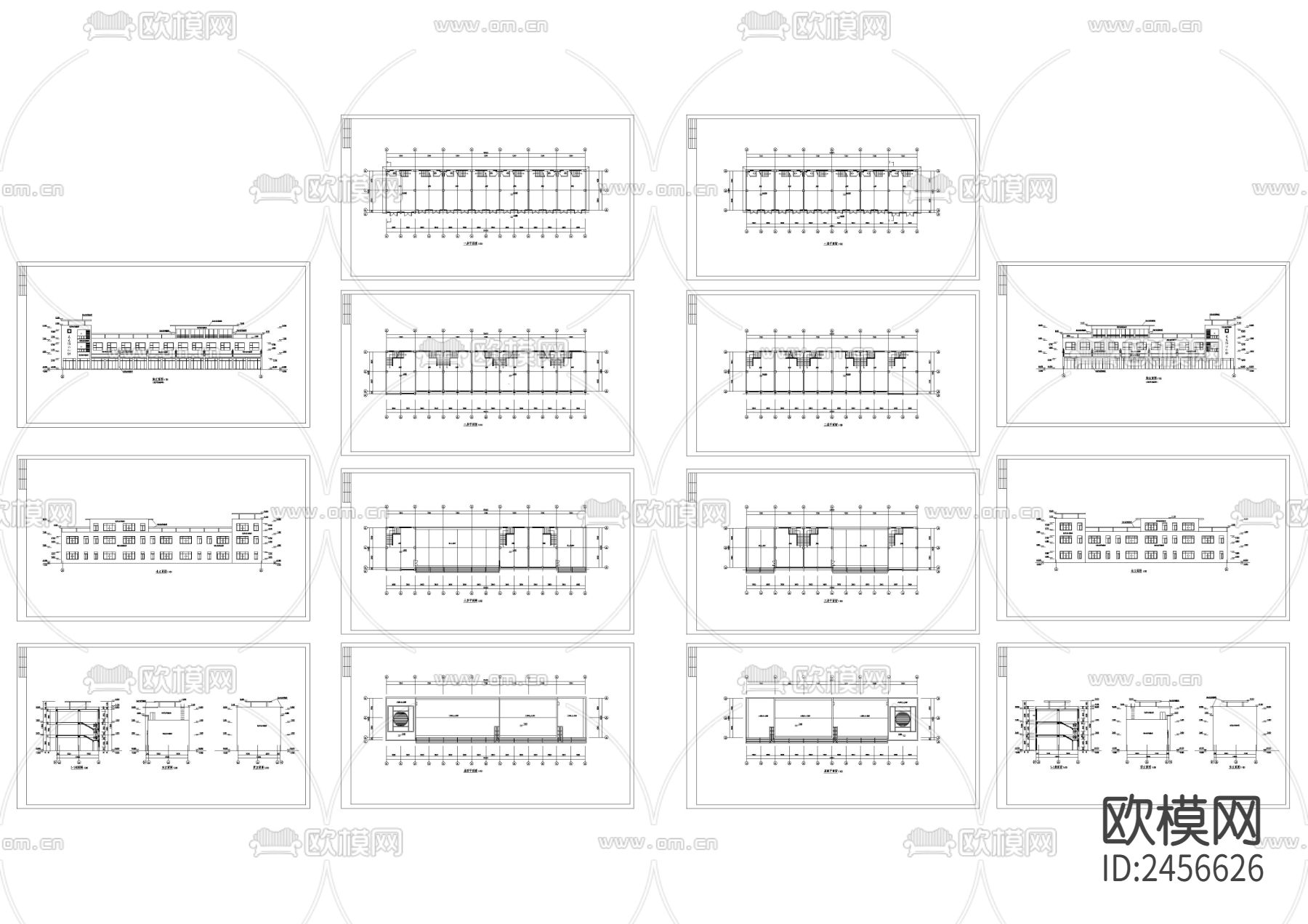 某城镇沿街楼CAD施工图下载（渲染图1）