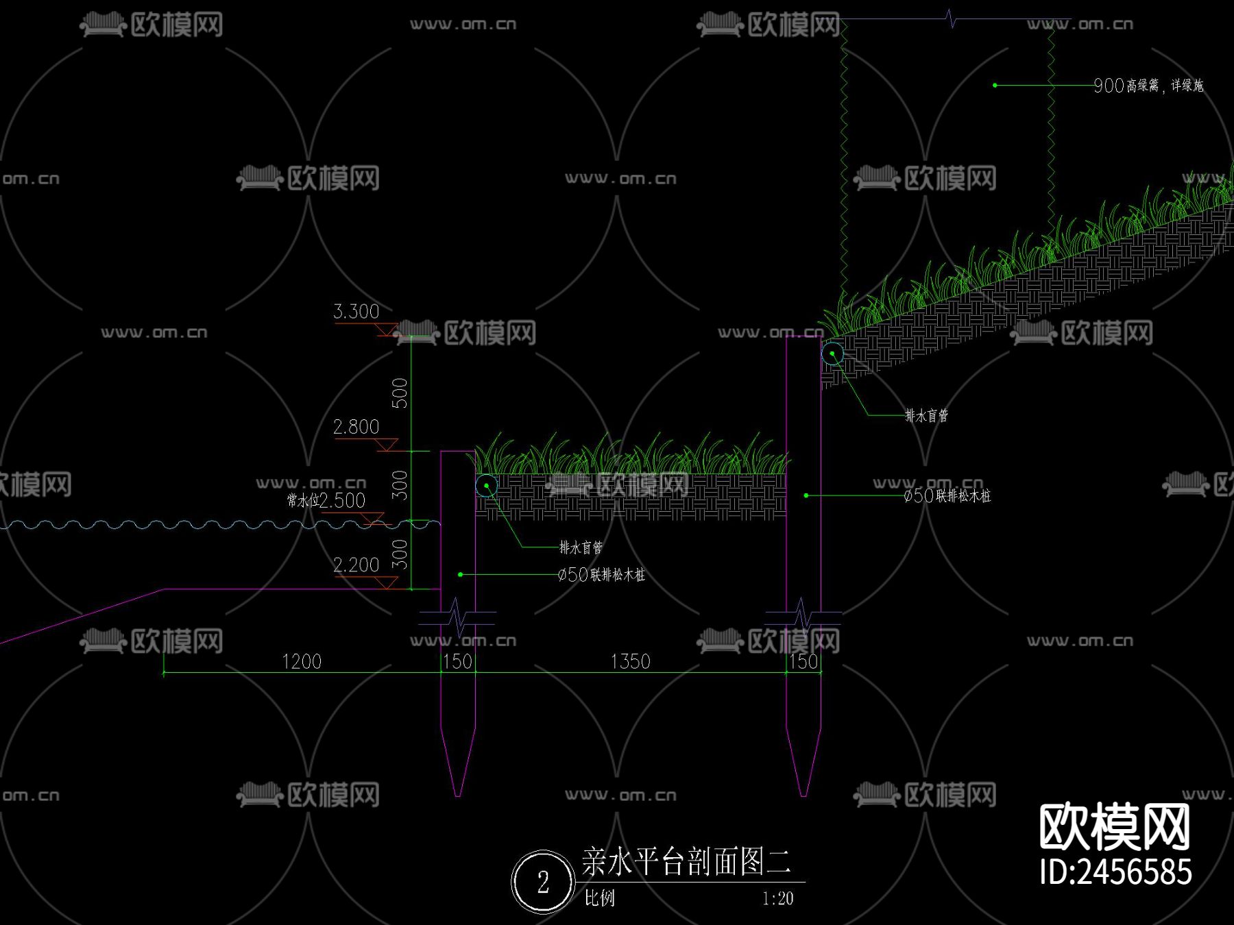 现代亲水木平台cad详图下载（渲染图2）