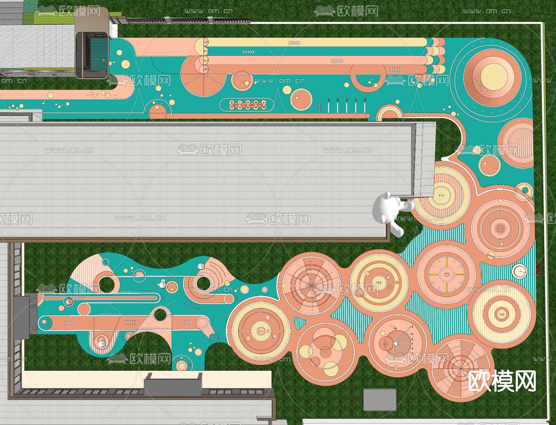幼儿园建筑鸟瞰su模型下载（渲染图1）