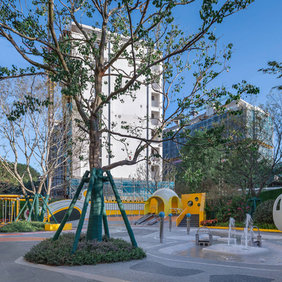  现代儿童活动区 无动力乐园su模型 