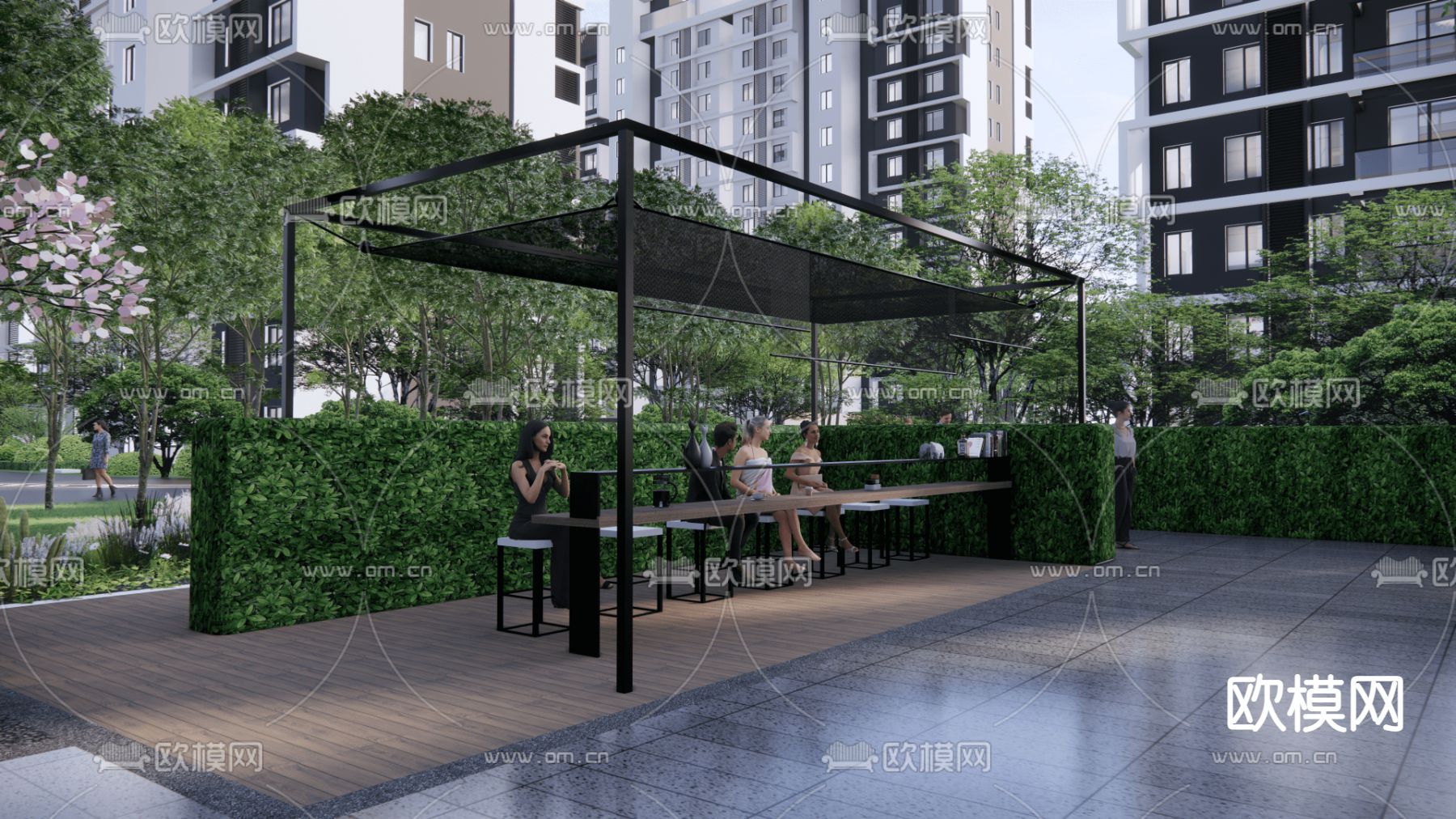 现代居住区鸟瞰su模型下载（渲染图2）