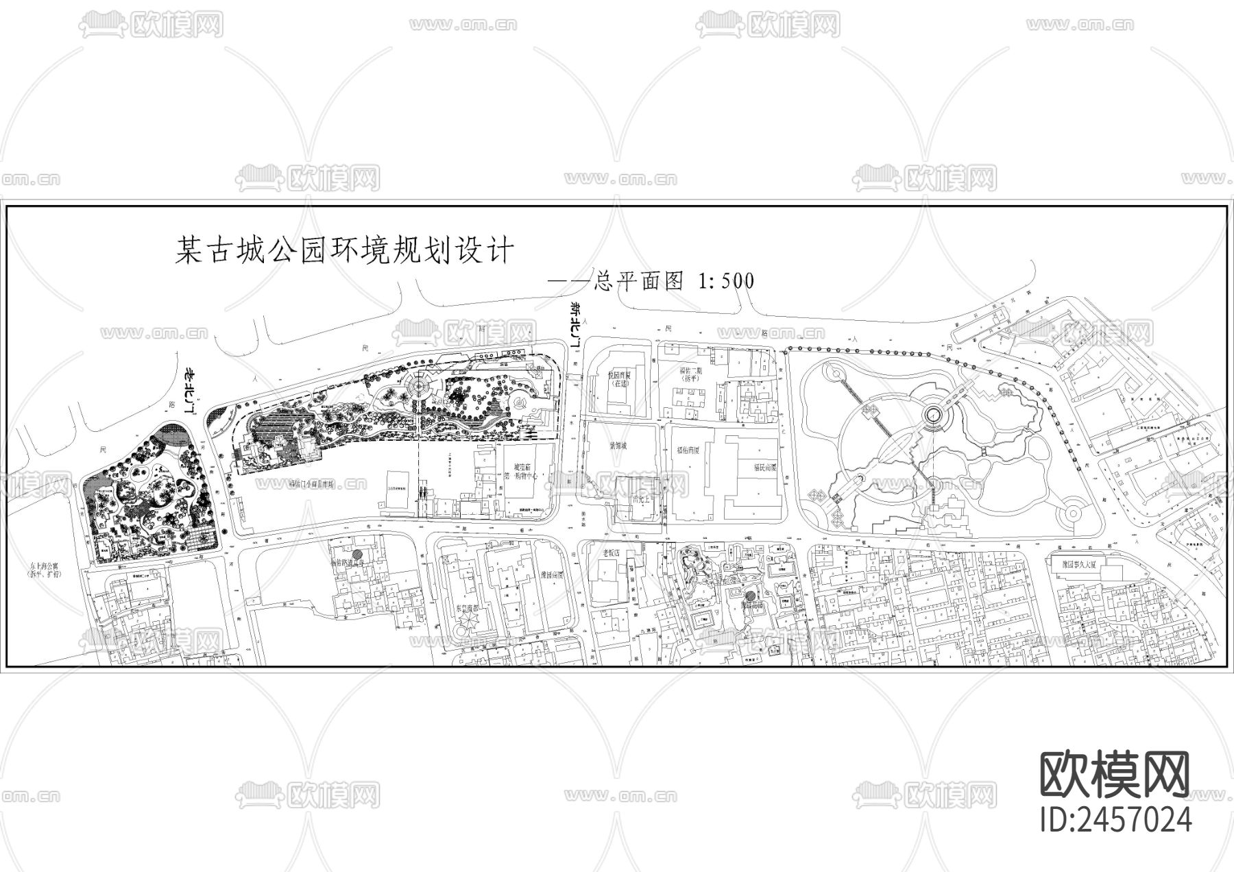 古城公园规划cad平面图下载（渲染图3）