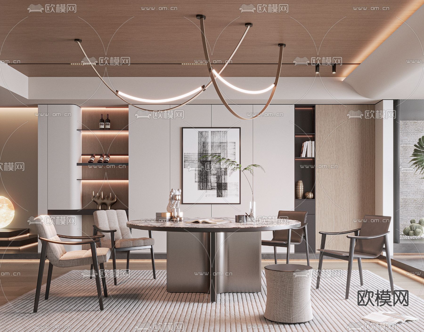 Minotti 餐厅3d模型下载（渲染图2）