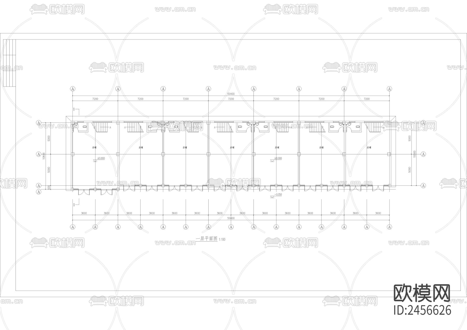 某城镇沿街楼CAD施工图下载（渲染图2）