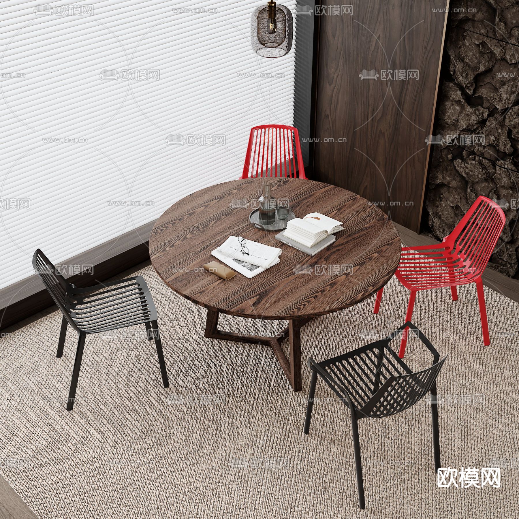 圆形休闲桌椅3d模型下载