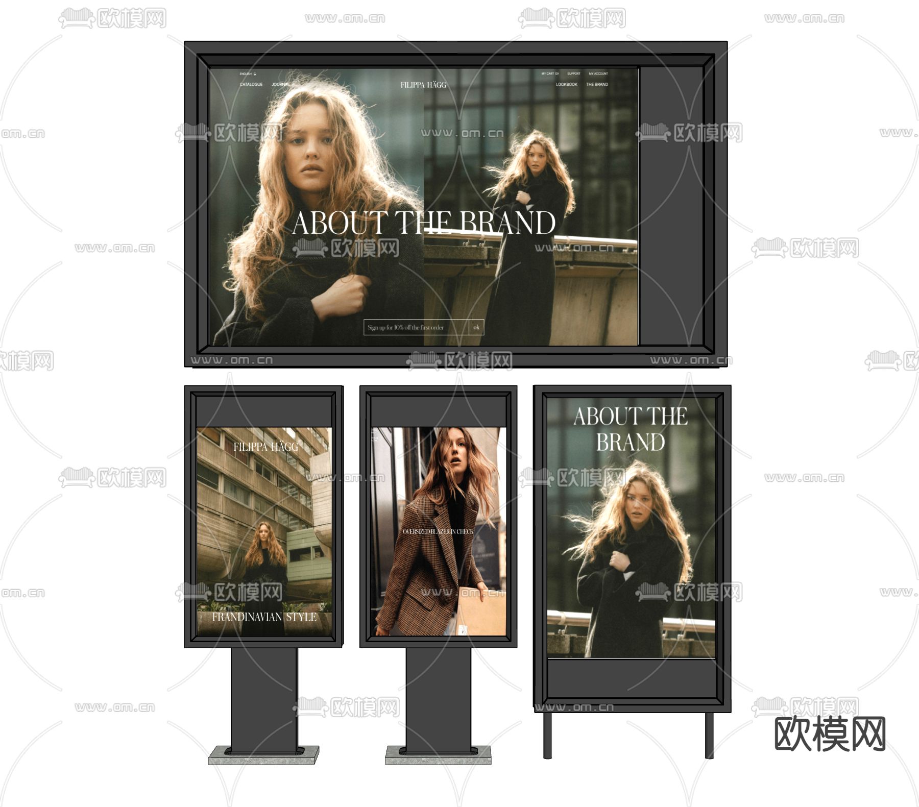 户外广告牌 显示屏su模型下载