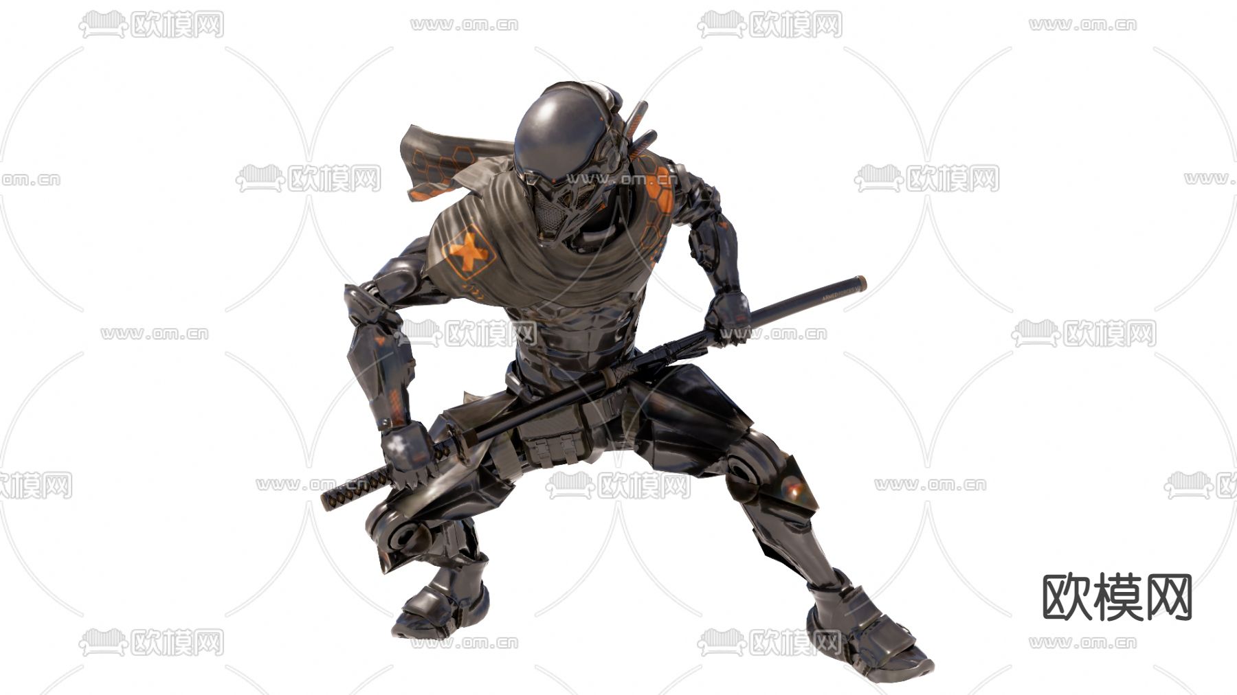 赛博机器刀客 手办su模型下载（渲染图1）