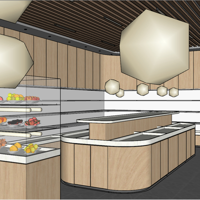  现代水果店su模型 