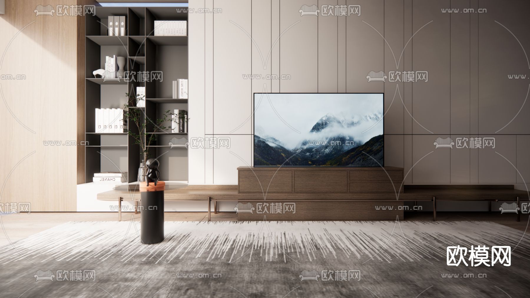 现代电视柜su模型