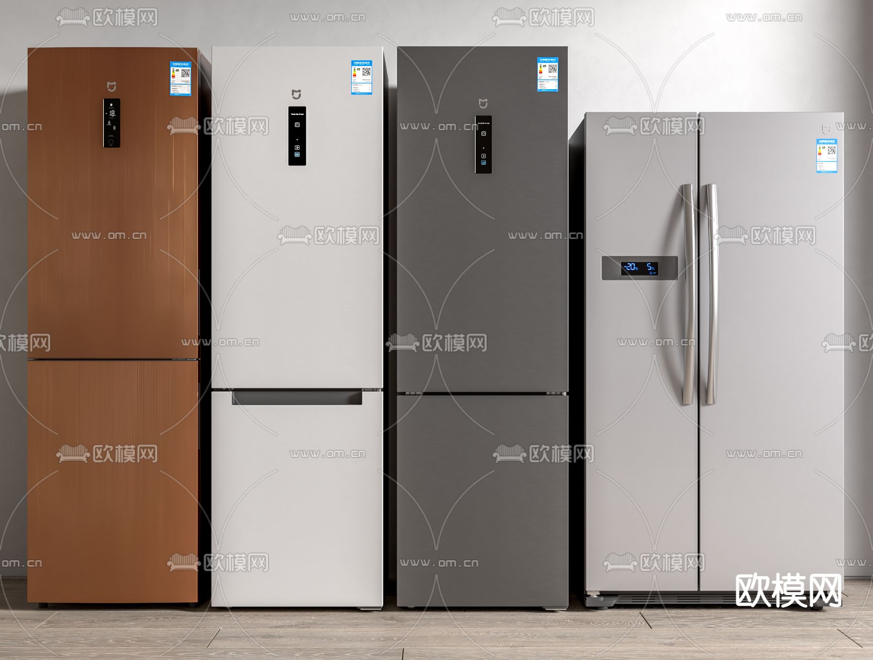 双开门冰箱 冰柜su模型