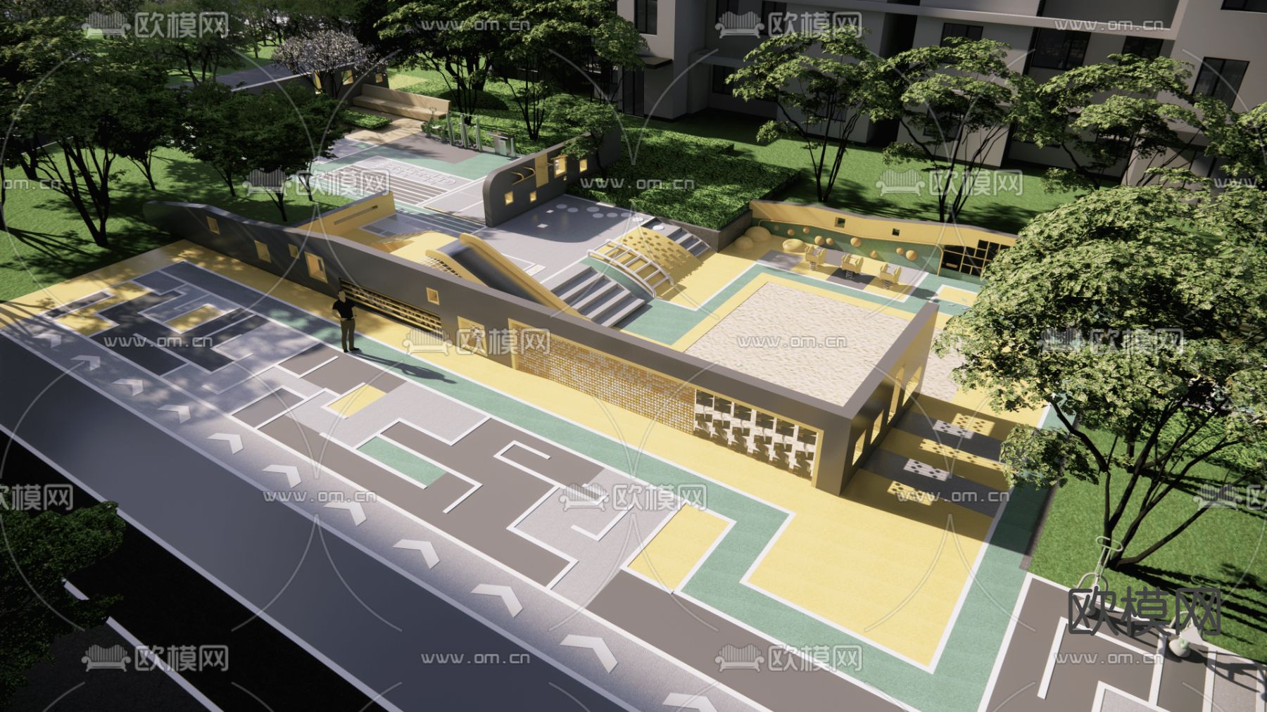 现代居住区鸟瞰su模型下载（渲染图8）