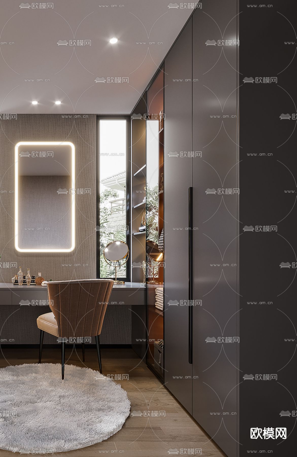 轻奢衣帽间3d模型下载（渲染图2）