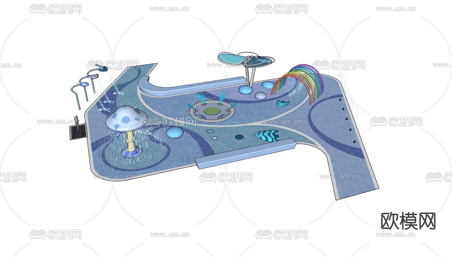 现代儿童游乐区su模型下载（渲染图2）