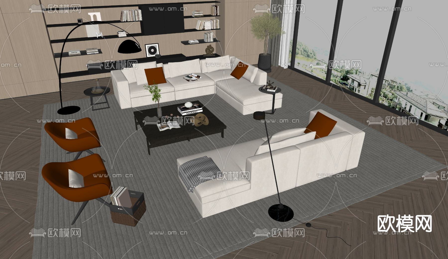 Poliform  沙发茶几组合su模型下载（渲染图2）