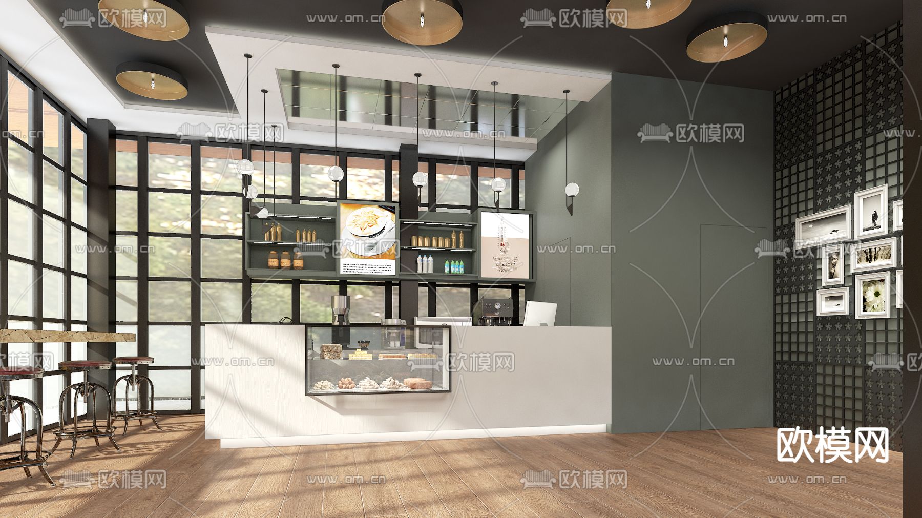 美式咖啡厅3d模型下载（渲染图7）