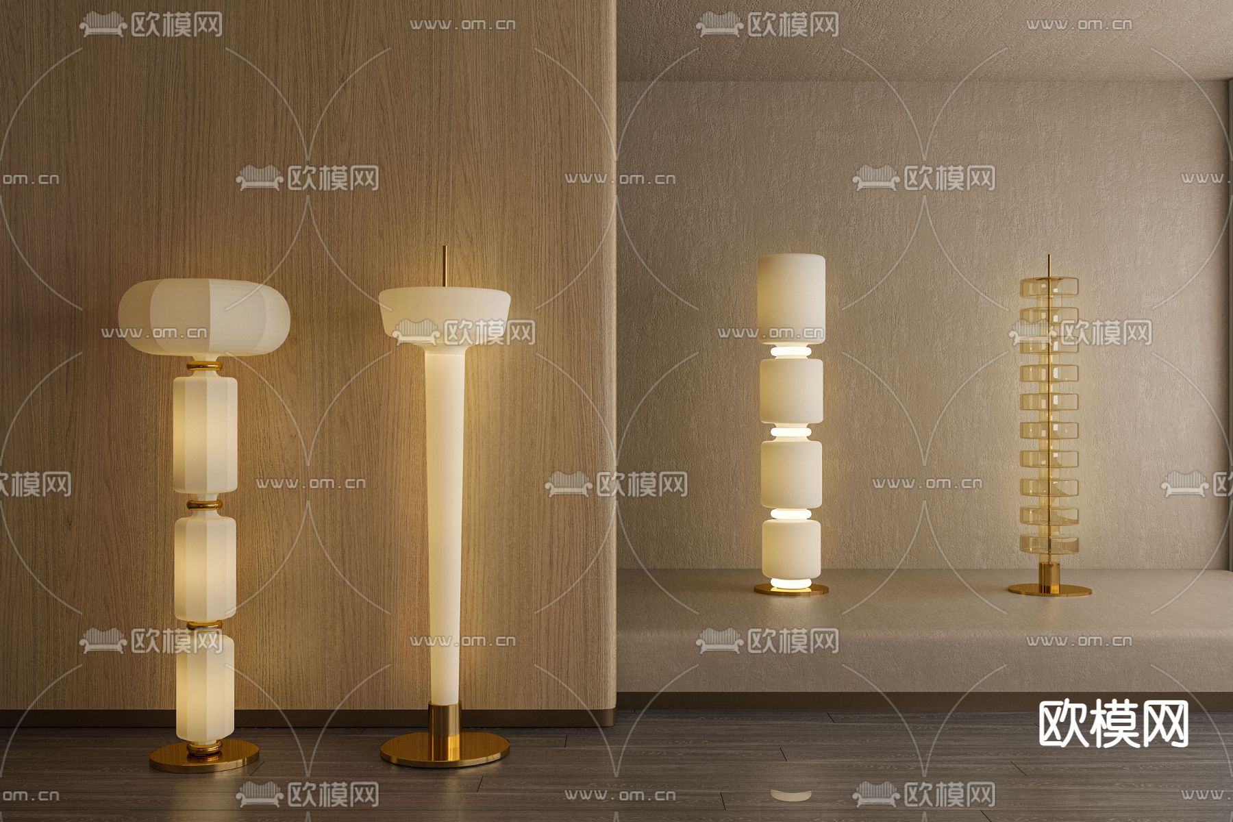 轻奢玻璃落地灯su模型下载