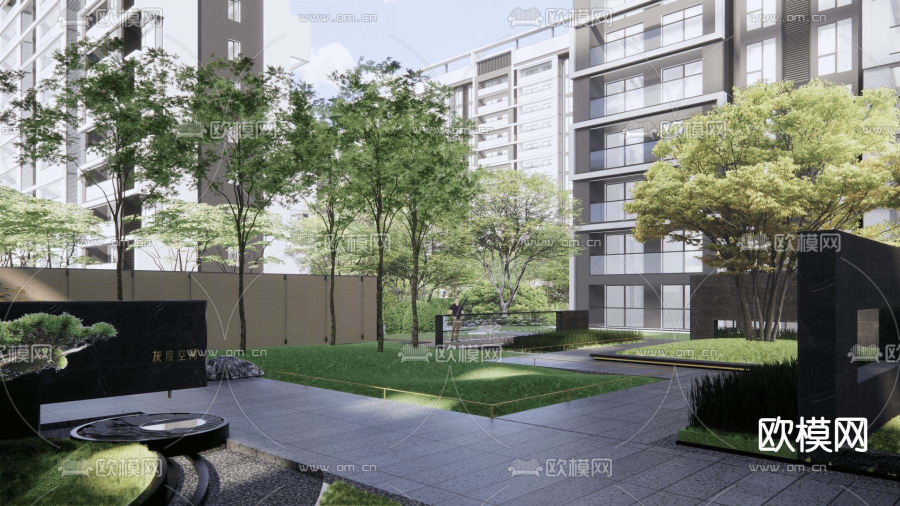 现代居住区鸟瞰su模型下载（渲染图5）