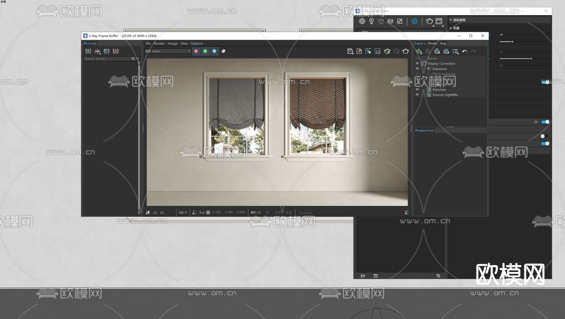 简欧罗马帘 窗帘su模型