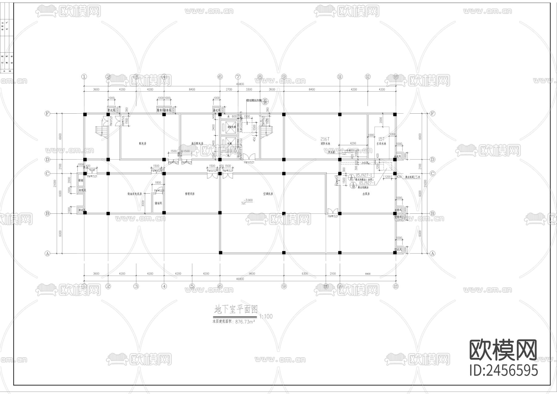 九层办公楼cad平面图下载（渲染图2）