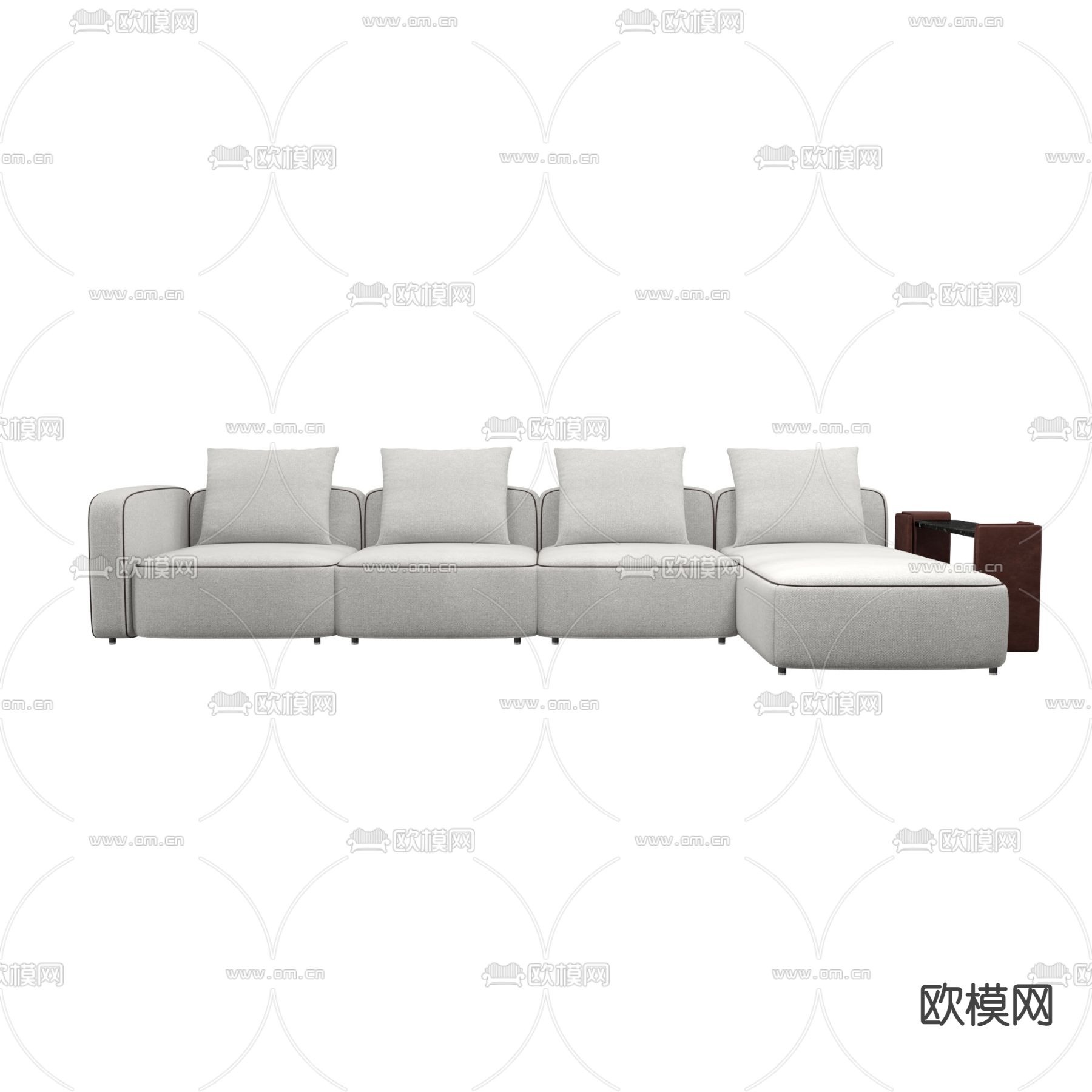 现代简约布艺多人沙发免费3d模型下载