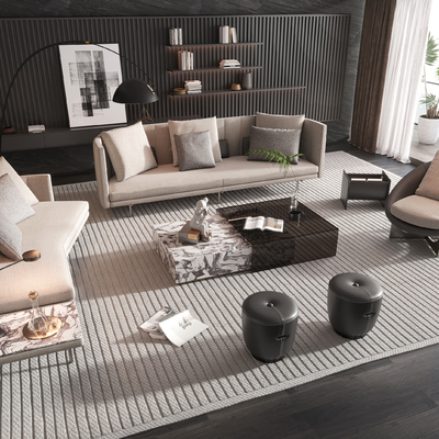  Minotti 米洛提 沙发茶几组合su模型 