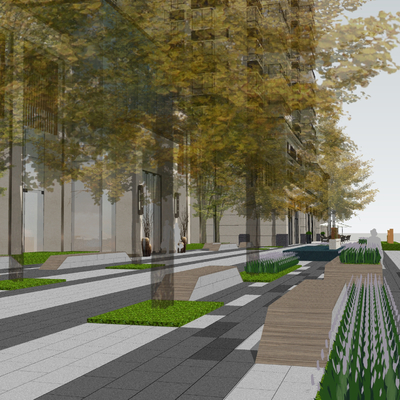  现代商业广场景观su模型 