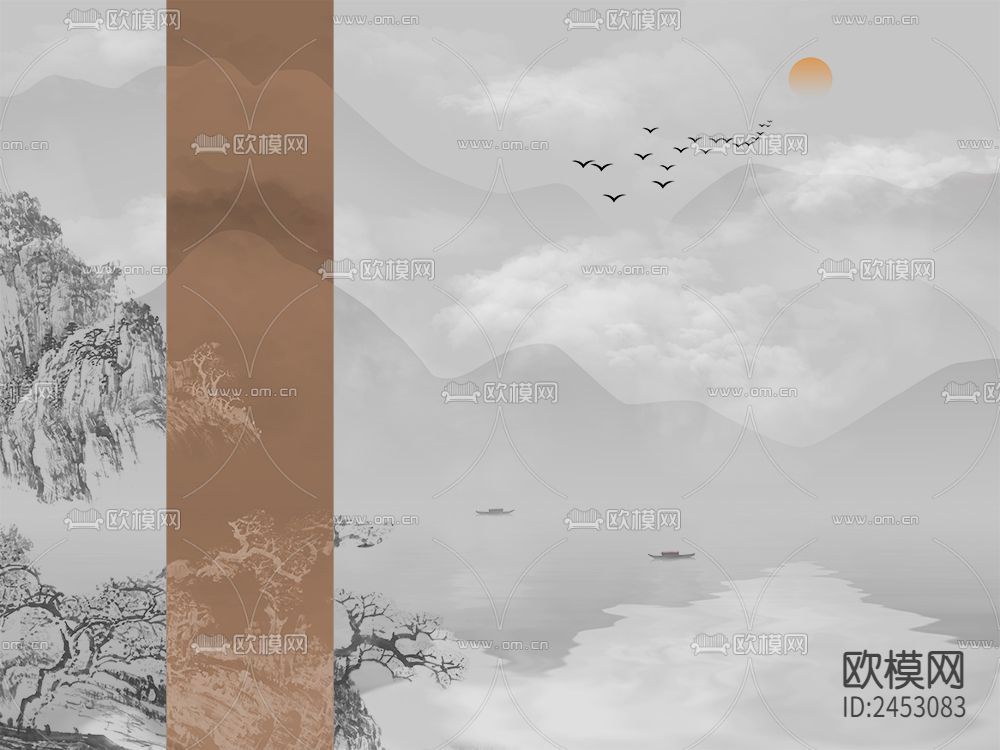 中式山水壁纸下载（渲染图3）