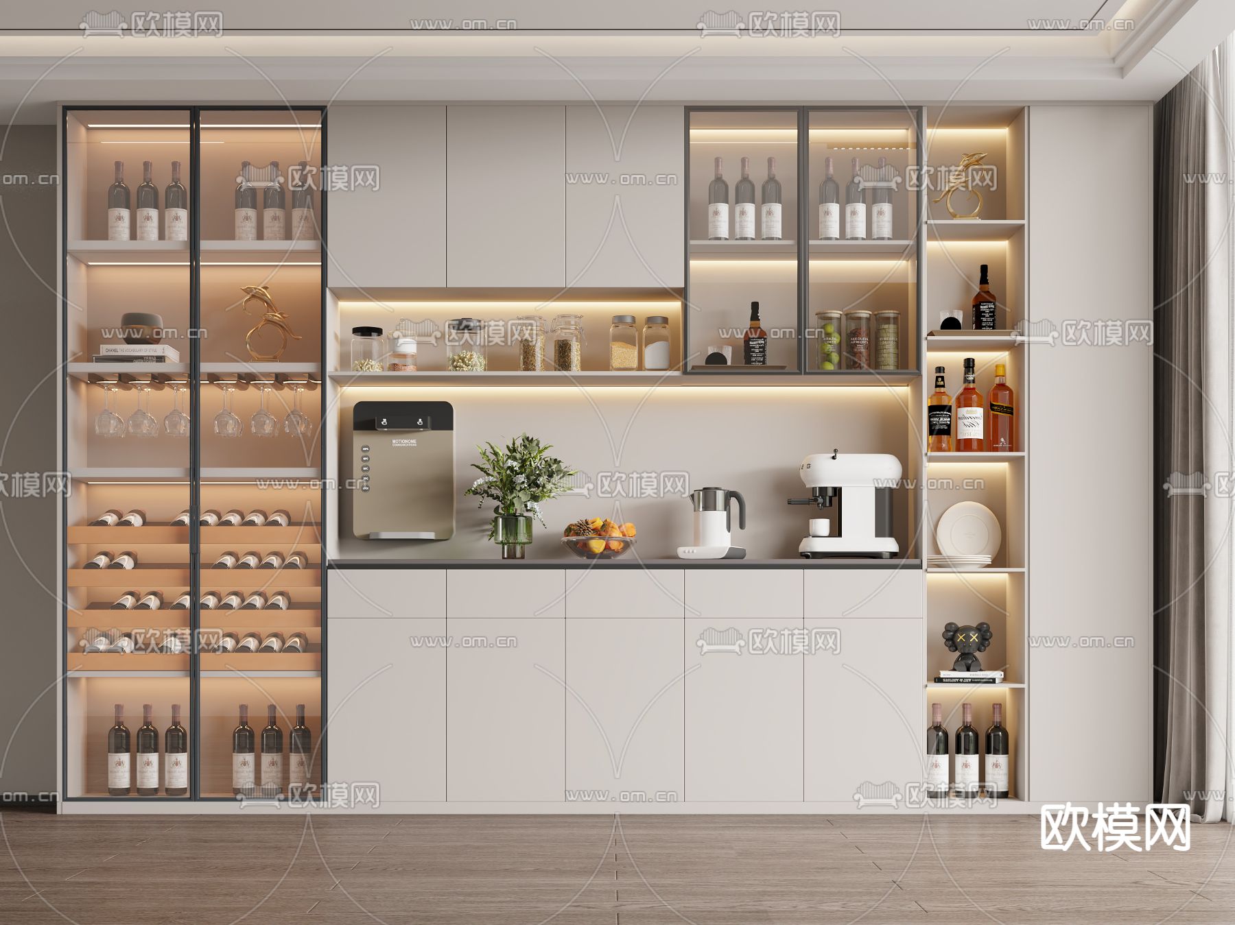 现代酒柜 餐边柜3d模型下载