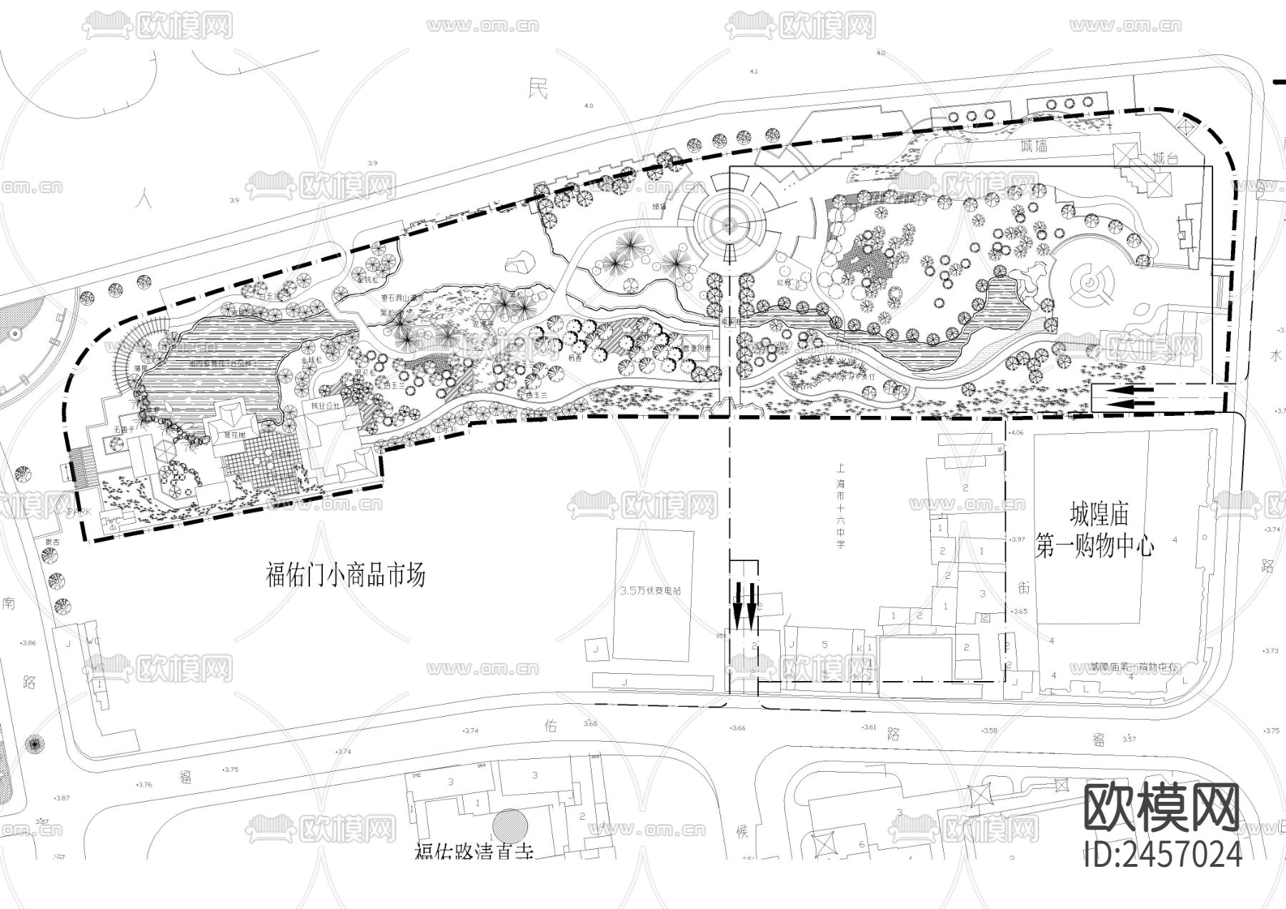 古城公园规划cad平面图下载（渲染图2）