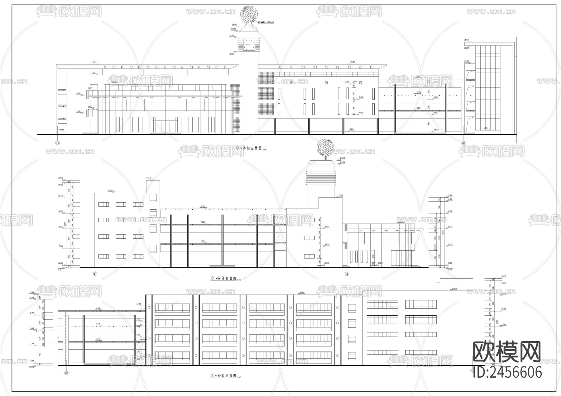 中学教学楼全套建筑CAD施工图下载（渲染图4）