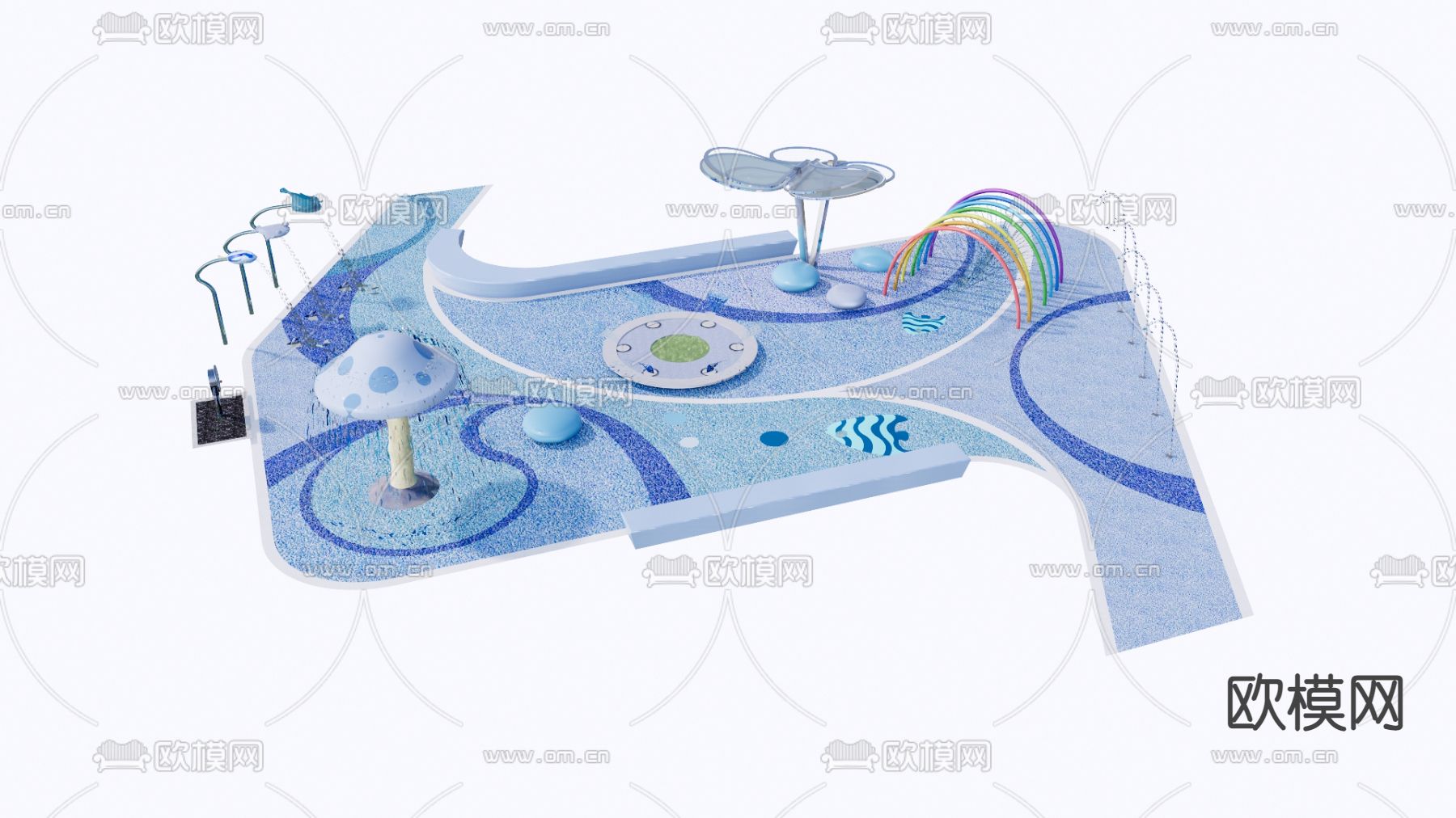 现代儿童游乐区su模型下载（渲染图1）