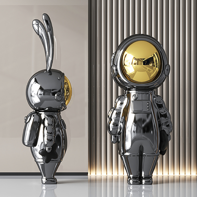  现代宇航员雕塑 潮玩摆件su模型 