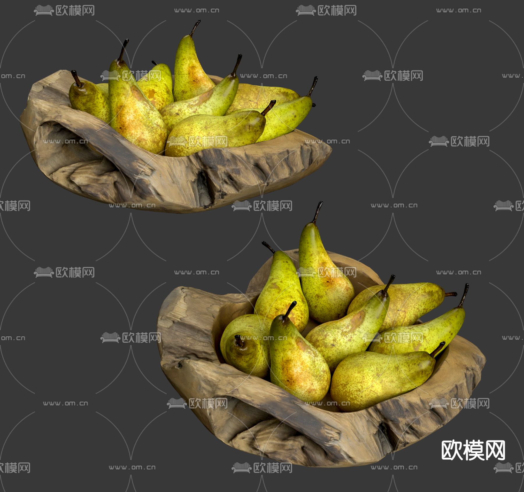 侘寂鸭梨 果盘su模型下载（渲染图1）