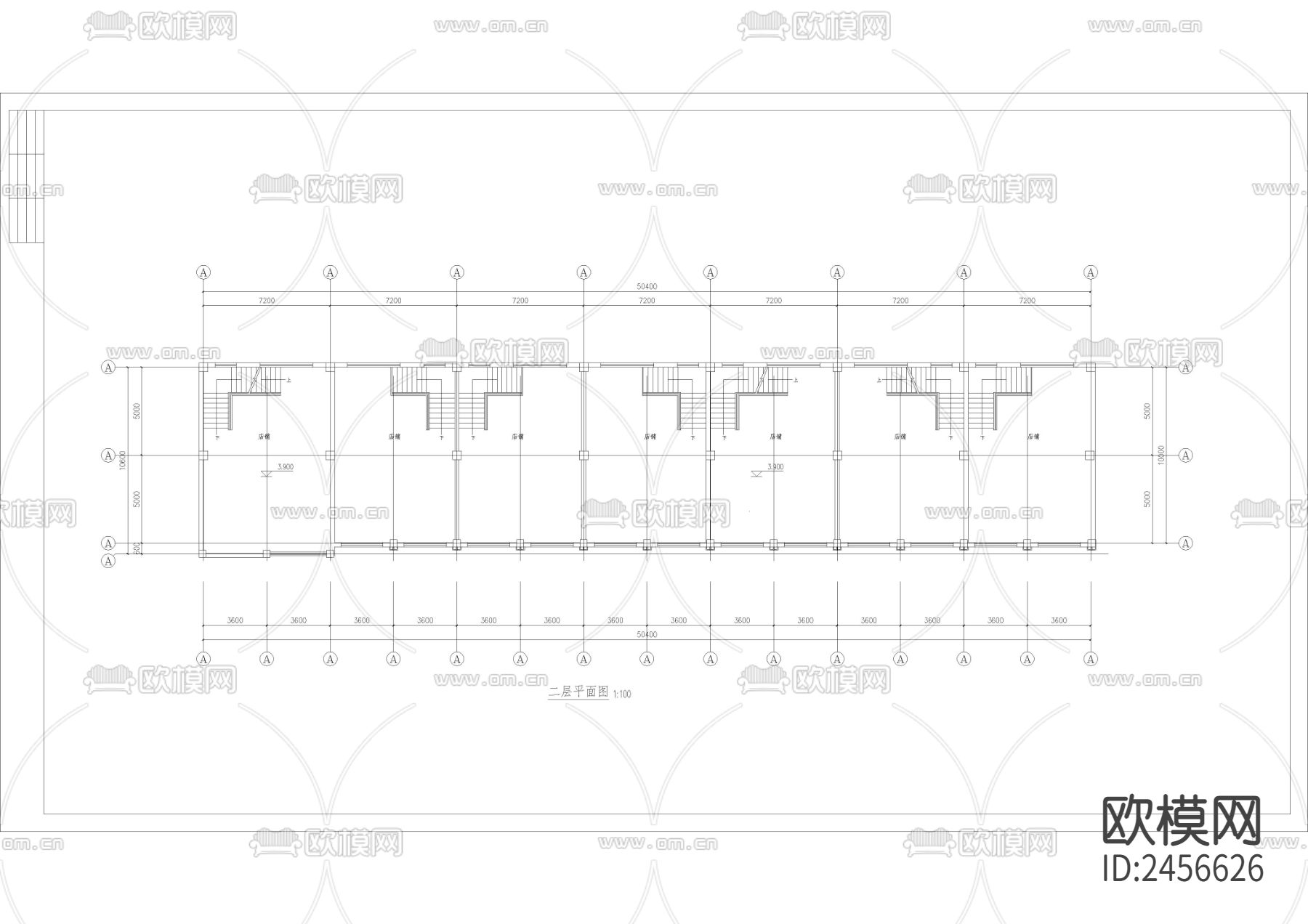 某城镇沿街楼CAD施工图下载（渲染图4）