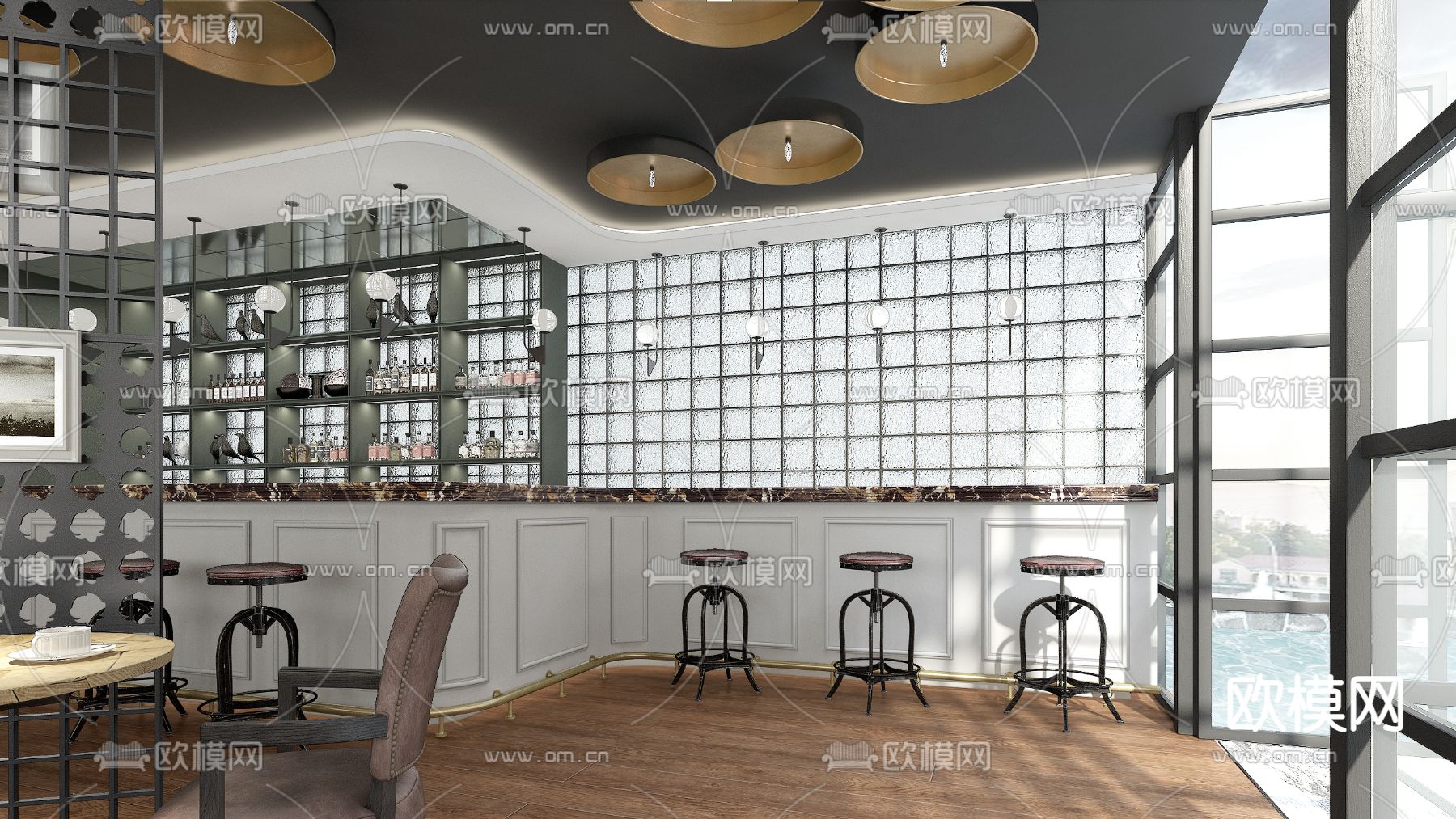 美式咖啡厅3d模型下载（渲染图4）