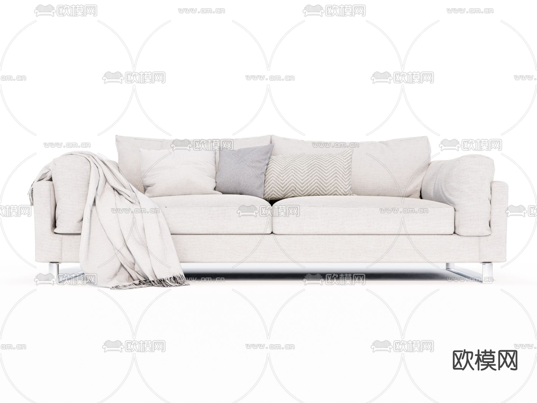 现代双人沙发su模型下载（渲染图1）