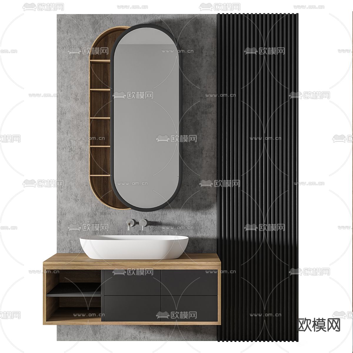 现代洗手台 浴室柜3d模型下载