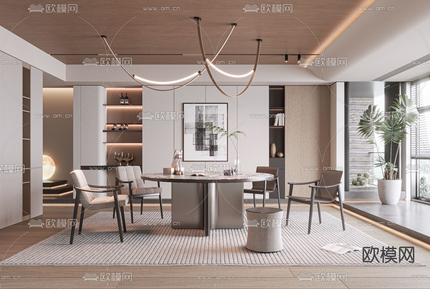 Minotti 餐厅3d模型下载（渲染图1）