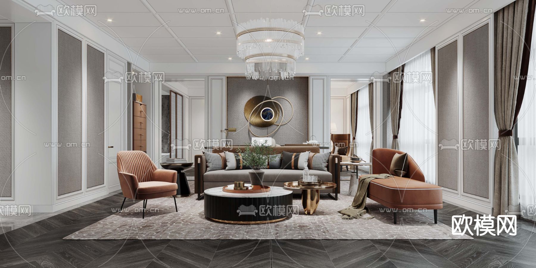 欧式酒店客房3d模型下载（渲染图2）