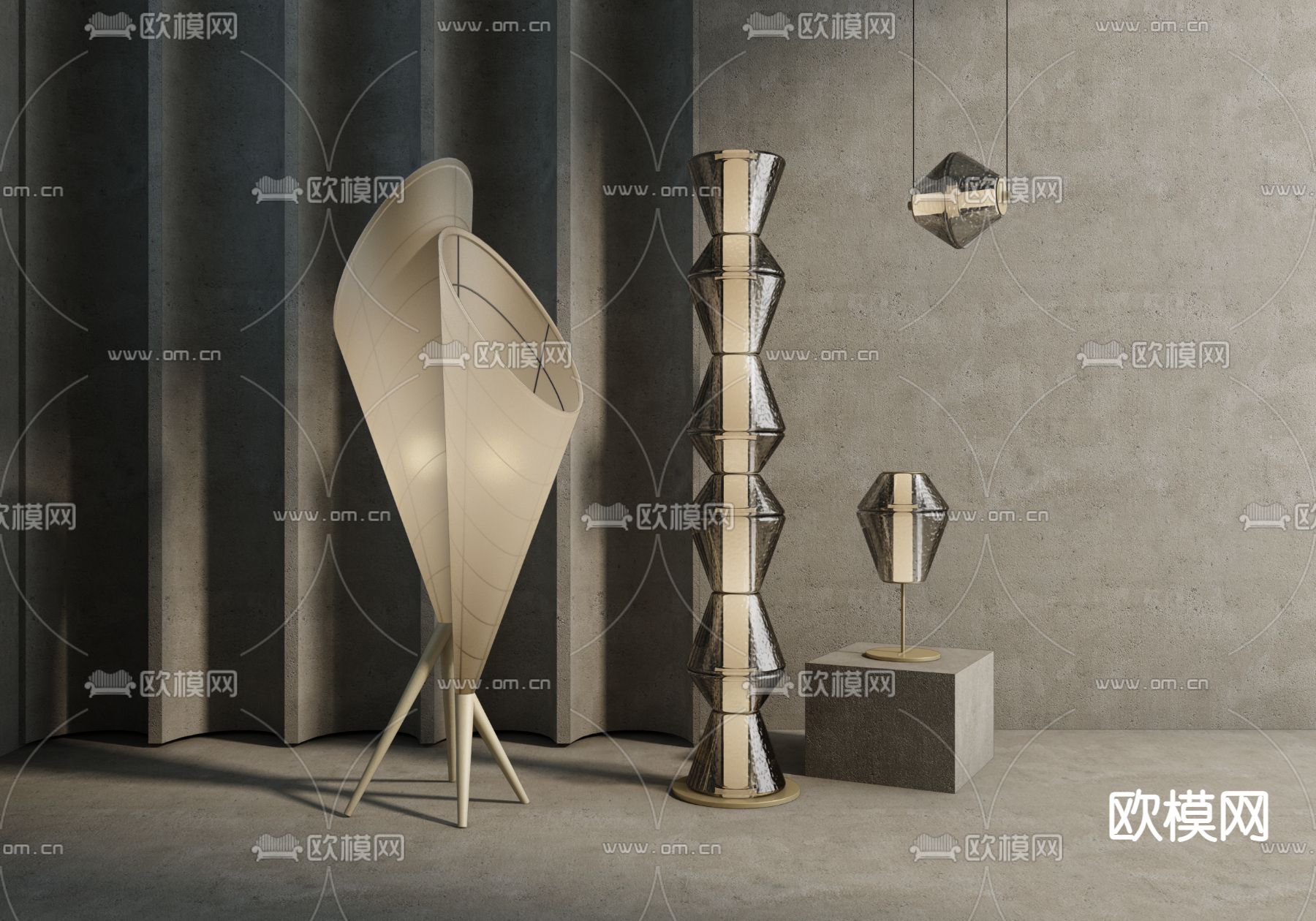 现代落地灯3d模型下载