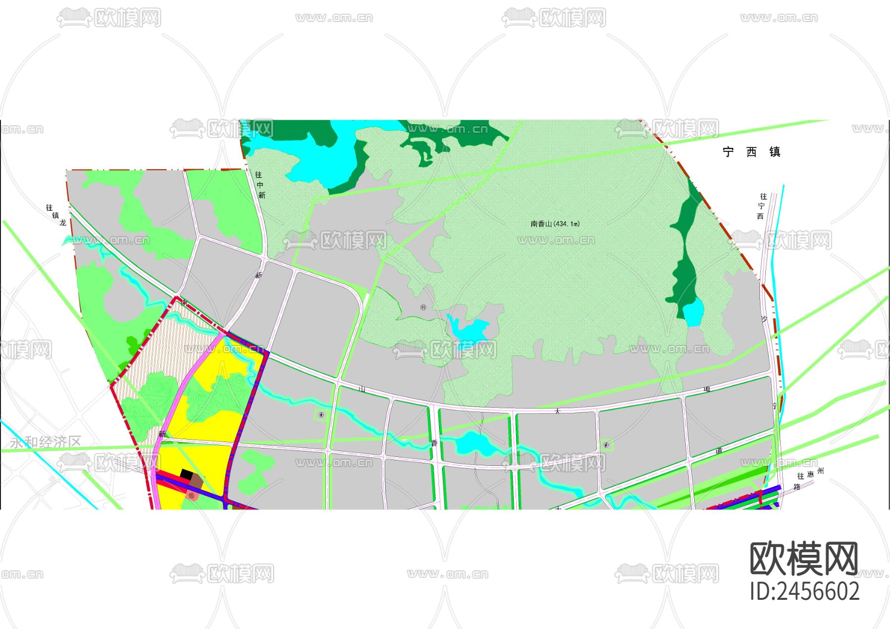 产业园土地利用规划cad平面图下载（渲染图2）