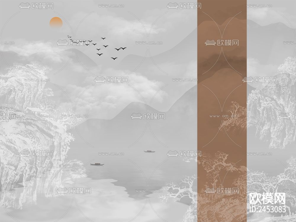 中式山水壁纸下载（渲染图4）